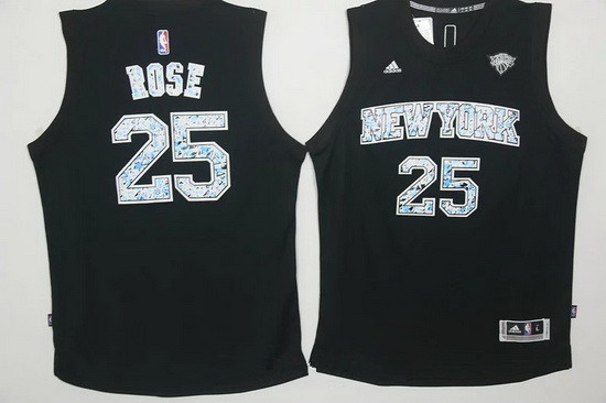 Men's New York Knicks #25 Derrick Rose Black Diamond Stitched NBA Adidas Revolution 30 Swingman Jersey