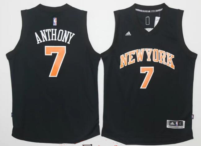 Men's New York Knicks #7 Carmelo Anthony Black Stitched 2016 NBA Adidas Revolution 30 Swingman Jersey