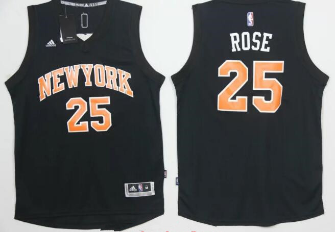 Men's New York Knicks #25 Derrick Rose Black Stitched 2016 NBA Adidas Revolution 30 Swingman Jersey
