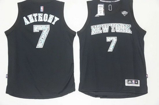 Men's New York Knicks #7 Carmelo Anthony Black Diamond Stitched NBA Adidas Revolution 30 Swingman Jersey