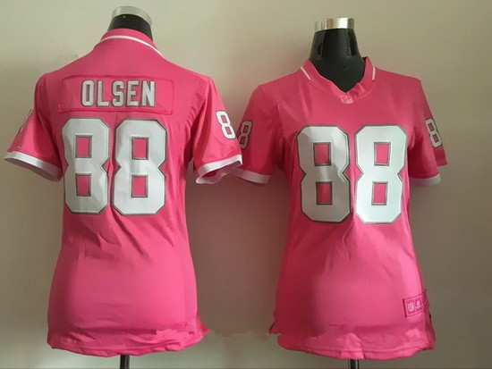 Women's Carolina Panthers #88 Greg Olsen Pink 2016 Breast Cancer Awareness Stitched NFL Nike Fashion Jersey