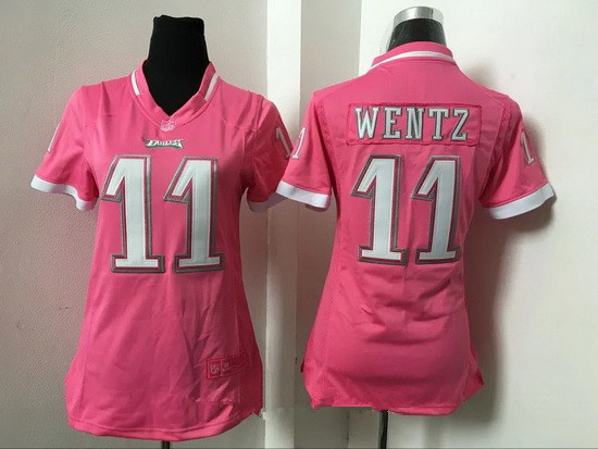 Women's Philadelphia Eagles #11 Carson Wentz Black Pink 2016 Breast Cancer Awareness Stitched NFL Nike Fashion Jersey