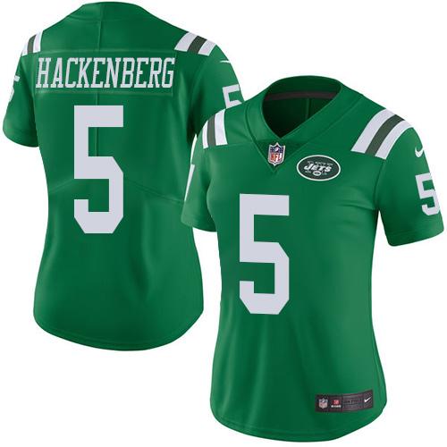 Nike Jets #5 Christian Hackenberg Green Women's Stitched NFL Limited Rush Jersey