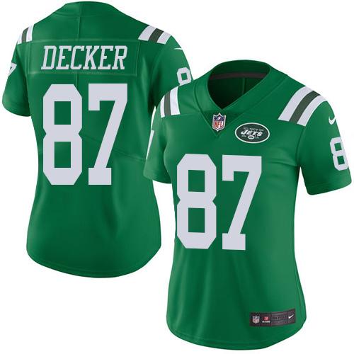 Nike Jets #87 Eric Decker Green Women's Stitched NFL Limited Rush Jersey