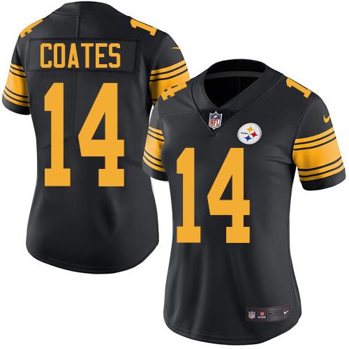 Nike Steelers #14 Sammie Coates Black Women's Stitched NFL Limited Rush Jersey