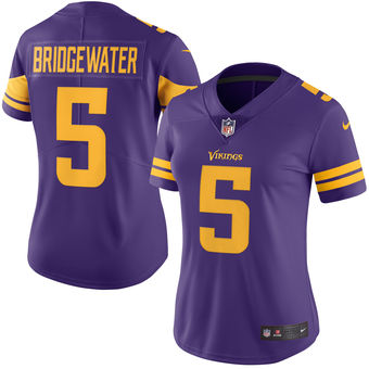 Teddy Bridgewater Minnesota Vikings Nike Women's Color Rush Limited  Purple Jersey