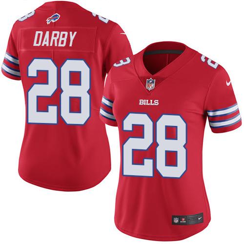 Nike Bills #28 Ronald Darby Red Women's Stitched NFL Limited Rush Jersey