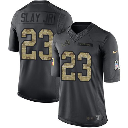 Nike Lions #23 Darius Slay JR Black Men's Stitched NFL Limited 2016 Salute To Service Jersey