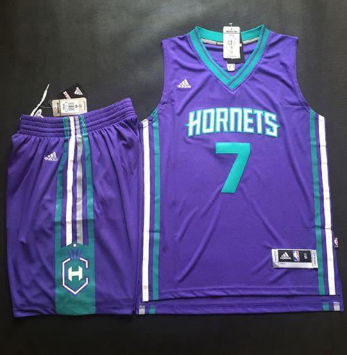 Hornets #7 Jeremy Lin Purple A Set Stitched NBA Jersey