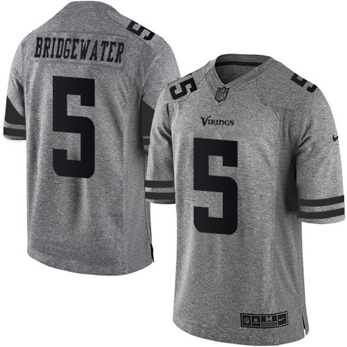 Nike Vikings #5 Teddy Bridgewater Gray Men's Stitched NFL Limited Gridiron Gray Jersey