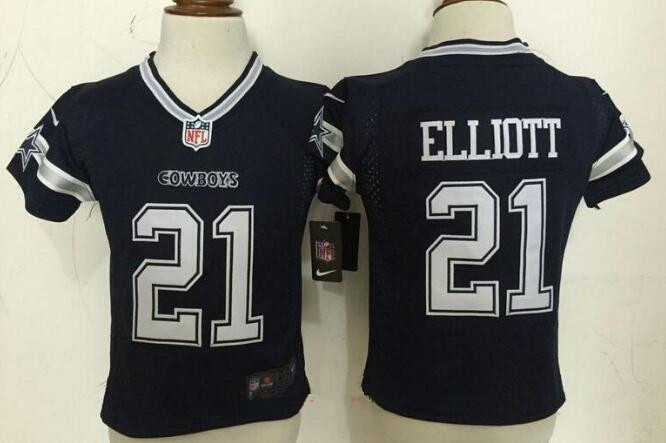 Toddler Dallas Cowboys #21 Ezekiel Elliott Navy Blue Team Color Stitched NFL Nike Game Jersey