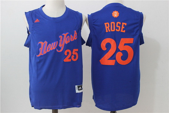 Men's New York Knicks #25 Derrick Rose adidas Royal Blue 2016 Christmas Day Stitched NBA Swingman Jersey