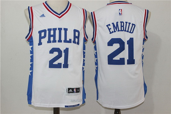 Men's Philadelphia 76ers #21 Joel Embiid NEW White Stitched NBA Adidas Revolution 30 Swingman Jersey