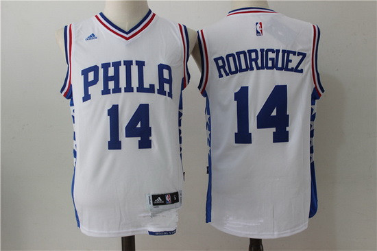 Men's Philadelphia 76ers #14 Sergio Rodriguez NEW White Stitched NBA adidas Revolution 30 Swingman Jersey