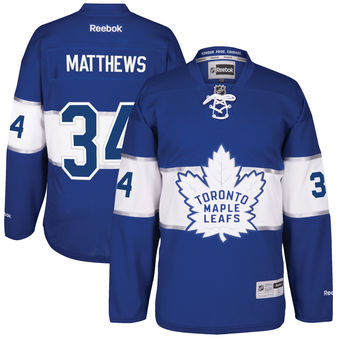Men's Toronto Maple Leafs #34 Auston Matthews Reebok Blue 2017 Centennial Classic Premier Player Jersey