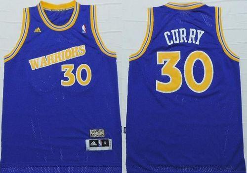 Golden State Warrlors #30 Stephen Curry Blue Throwback  Stitched NBA Jersey