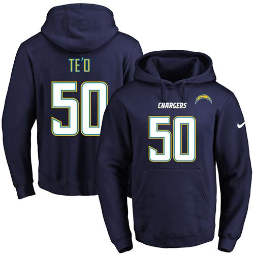 Nike Chargers #50 Manti Te'o Navy Blue Name & Number Pullover NFL Hoodie