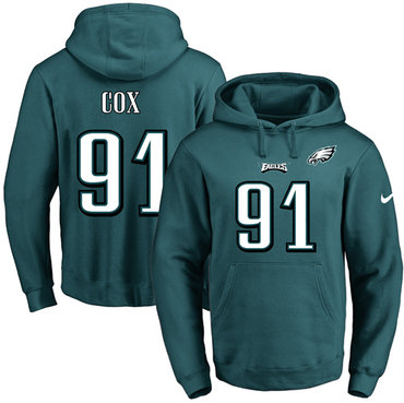 Nike Eagles #91 Fletcher Cox Midnight Green Name & Number Pullover NFL Hoodie