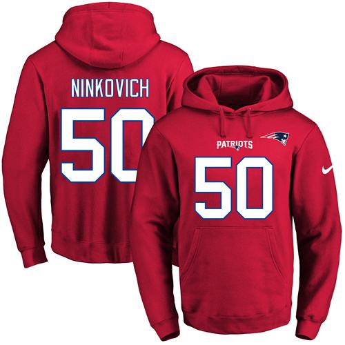 Nike Patriots #50 Rob Ninkovich Red Name & Number Pullover NFL Hoodie