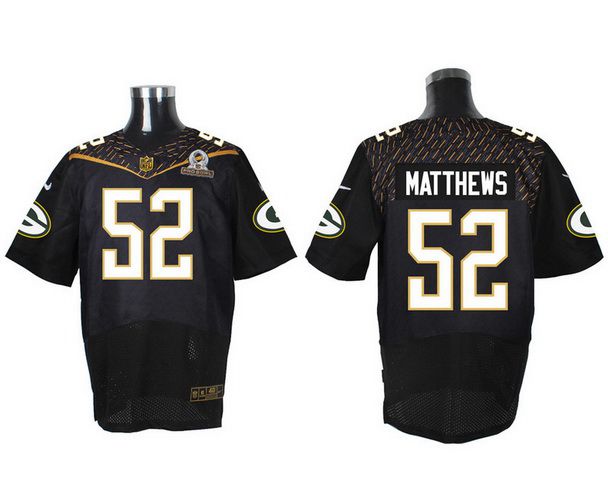 Men's Green Bay Packers #52 Clay Matthews Black 2016 Pro Bowl Nike Elite Jersey