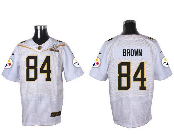 Men's Pittsburgh Steelers #84 Antonio Brown White 2016 Pro Bowl Nike Elite Jersey