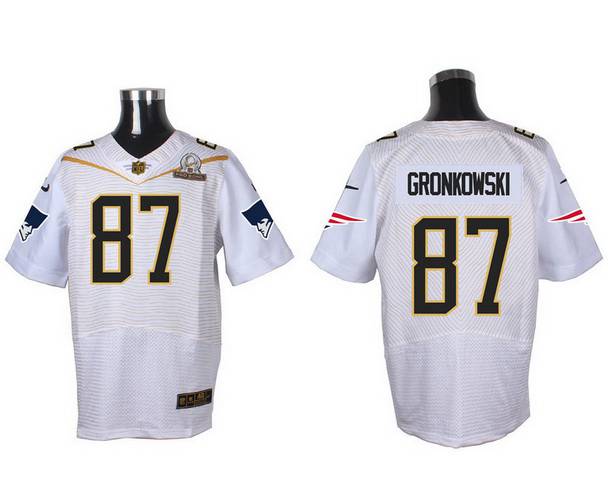 Men's New England Patriots #87 Rob Gronkowski White 2016 Pro Bowl Nike Elite Jersey