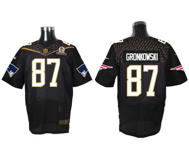 Men's New England Patriots #87 Rob Gronkowski Black 2016 Pro Bowl Nike Elite Jersey