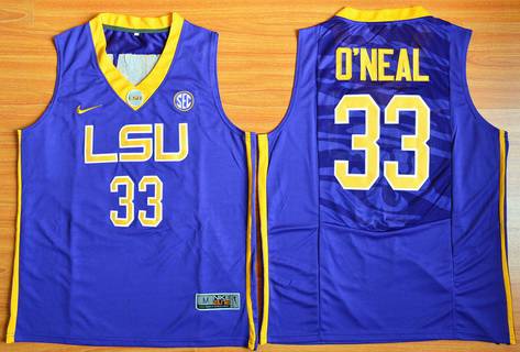 Men's LSU Tigers #33 Shaquille O'Neal Purple College Basketball Nike Jersey