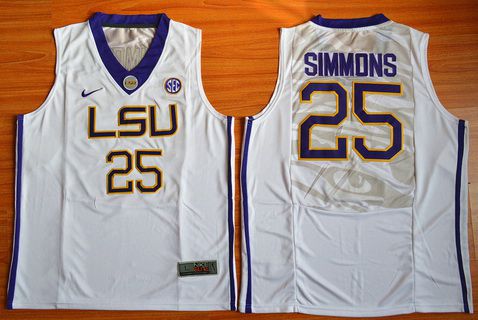 Men's LSU Tigers #25 Ben Simmons White College Basketball Nike Jersey