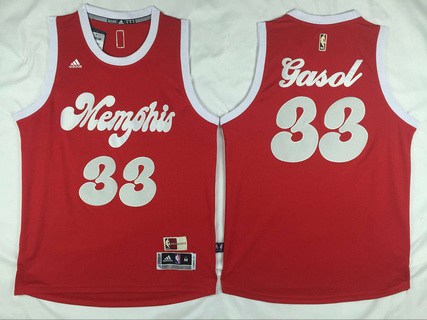 Men's Memphis Grizzlies #33 Marc Gasol Revolution 30 Swingman 2015-16 Retro Red Jersey