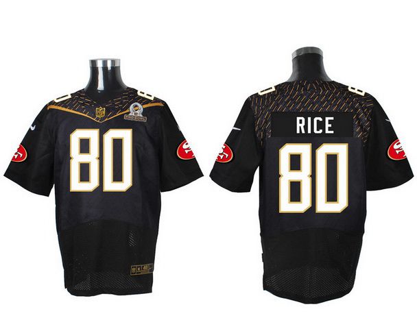 Men's San Francisco 49ers #80 Jerry Rice Black 2016 Pro Bowl Nike Elite Jersey