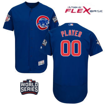 Men's Custom Chicago Cubs Custom Royal Blue 2016 World Series Patch Stitched MLB Majestic Flex Base Jersey