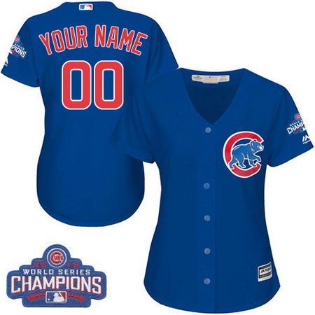 Women's Chicago Cubs Custom Royal Blue 2016 World Series Champions Majestic Cool Base MLB Jersey