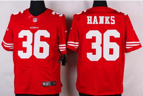 Men's San Francisco 49ers #36 Merton Hanks Scarlet Red Retired Player NFL Nike Elite Jersey