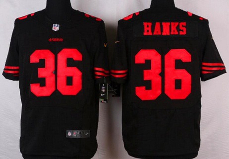 Men's San Francisco 49ers #36 Merton Hanks Black Retired Player NFL Nike Elite Jersey