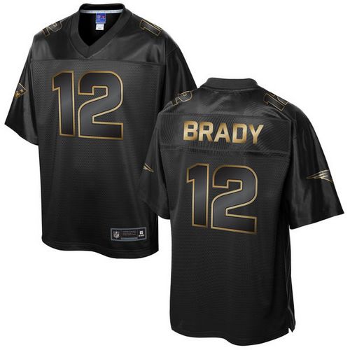 Nike Patriots #12 Tom Brady Pro Line Black Gold Collection Men's Stitched NFL Game Jersey