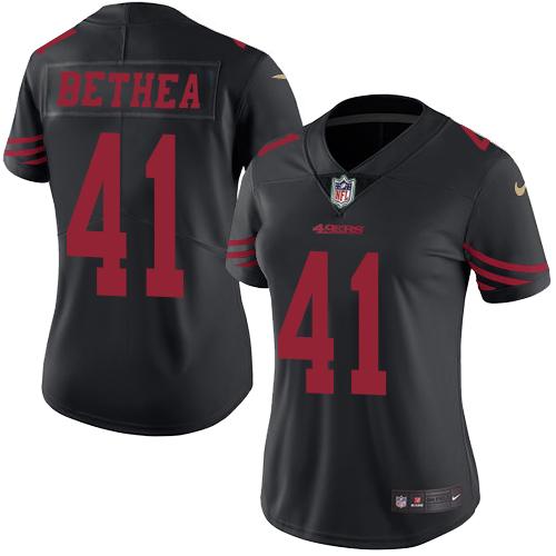 Nike 49ers #41 Antoine Bethea Black Women's Stitched NFL Limited Rush Jersey