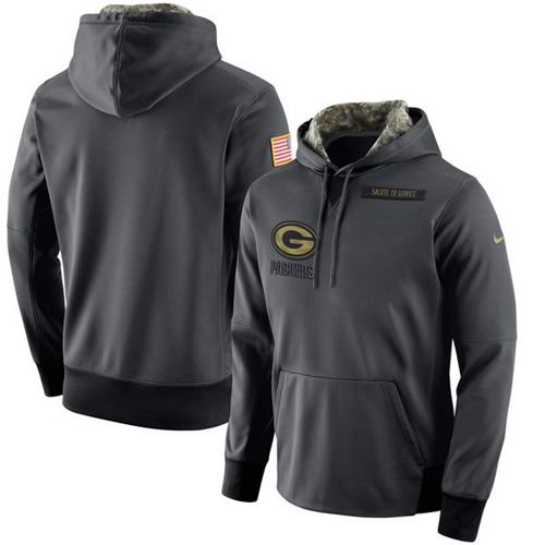 Men's Green Bay Packers Nike Anthracite Salute to Service Player Performance Hoodie
