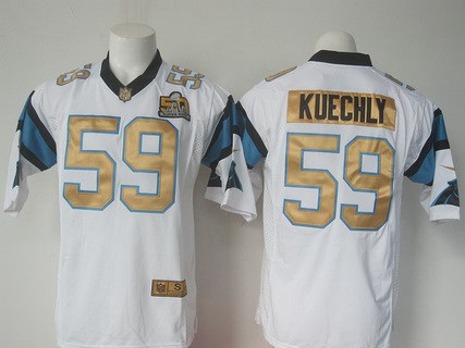 Men's Carolina Panthers #59 Luke Kuechly White Super Bowl 50th Anniversary 2016 NFL Nike Game Jersey