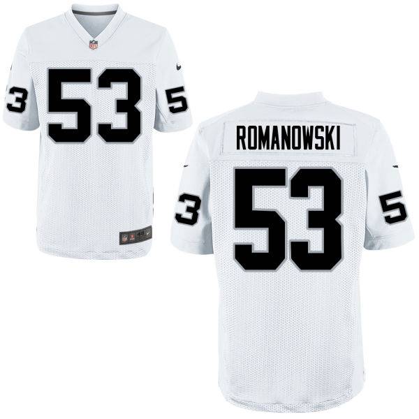 Men's Oakland Raiders Retired Player #53 Bill Romanowski White NFL Nike Elite Jersey