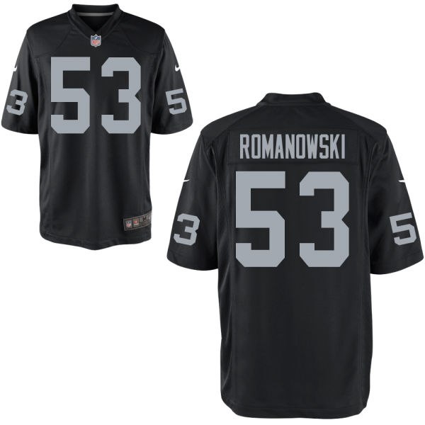 Men's Oakland Raiders Retired Player #53 Bill Romanowski Black NFL Nike Elite Jersey