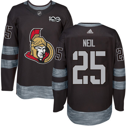 Men's Ottawa Senators #25 Chris Neil Black 1917-2017 100th Anniversary Stitched NHL Jersey