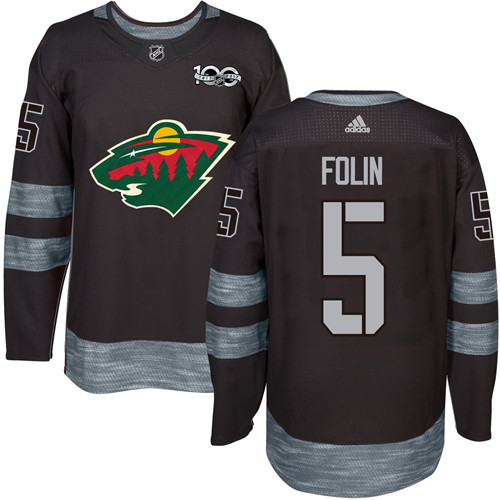 Wild #5 Christian Folin Black 1917-2017 100th Anniversary Stitched NHL Jersey