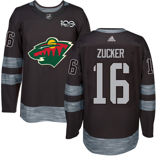 Wild #16 Jason Zucker Black 1917-2017 100th Anniversary Stitched NHL Jersey