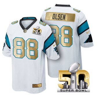 Pre Order Carolina Panthers Jersey 88 Greg Olsen White Super Bowl 50th Limited Jerseys