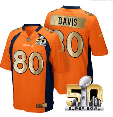 Pro Order Denver Broncos Jersey 80 Vernon Davis Orange Super Bowl 50 Limited Jerseys