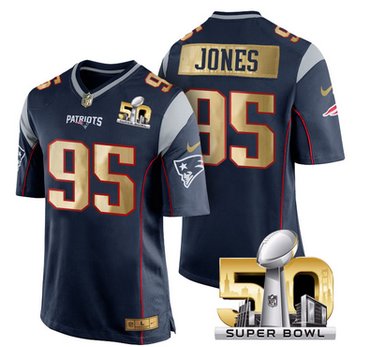 Pro Order New England Patriots Jersey 95 Chandler Jones Navy Blue Super Bowl Limited Jerseys