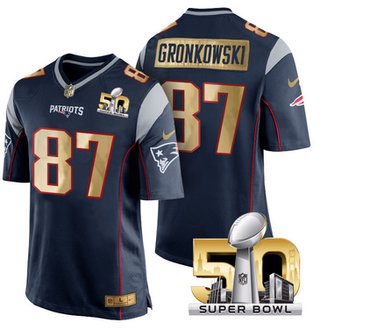 Pro Order New England Patriots Jersey 87 Rob Gronkowski Navy Blue Super Bowl Limited Jerseys