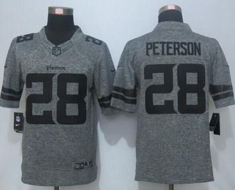 Men's Minnesota Vikings #28 Adrian Peterson Nike Gray Gridiron 2015 NFL Gray Limited Jersey