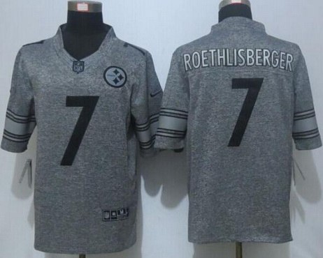 Men's Pittsburgh Steelers #7 Ben Roethlisberger Nike Gray Gridiron 2015 NFL Gray Limited Jersey